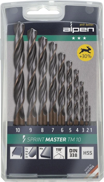 Alpen Sprint Master TM 10 HSS DIN338 Metallbohrer-Sortiment, 10-tlg.