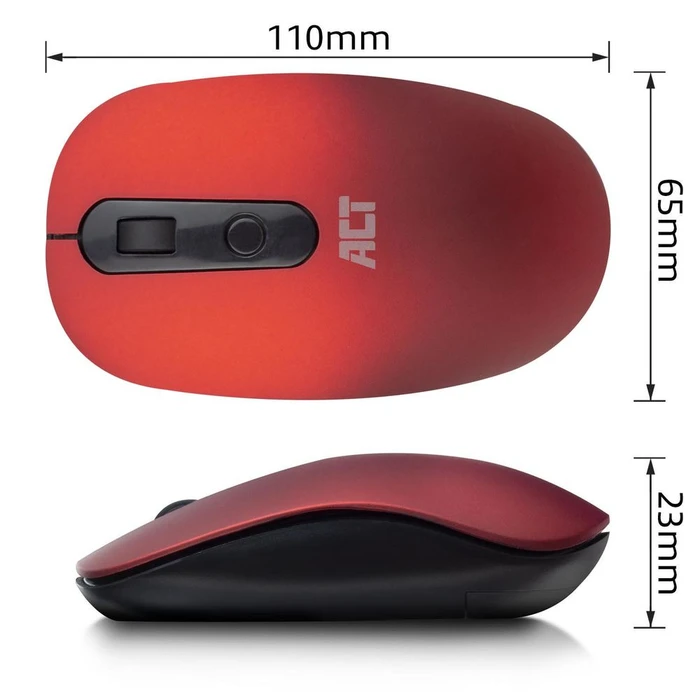 Act Wireless Mouse 1200dpi rot, USB