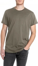Replay Label-Stitching T-Shirt kurzarm mud green (Herren)