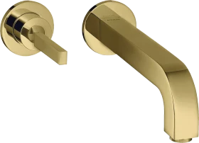 Hansgrohe Axor Citterio Einhebel-Waschtischmischer Unterputz für Wandmontage mit Pingriff Auslauf 220mm und Rosetten polished brass