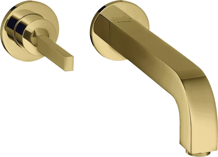 Hansgrohe Axor Citterio Einhebel-Waschtischmischer Unterputz für Wandmontage mit Pingriff Auslauf 220mm und Rosetten polished brass