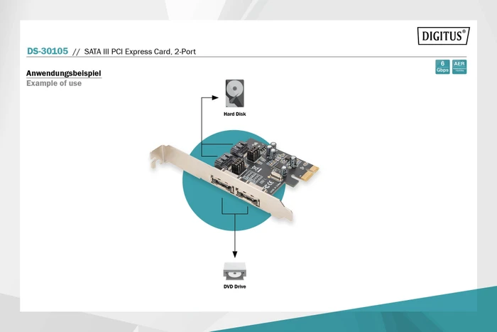 Digitus 2x SATA/2x eSATA, PCIe 2.0 x1