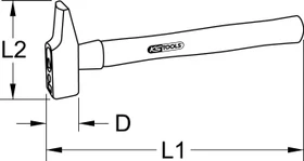 KS Tools Schlosserhammer Hickorystiel, 250g französische Form
