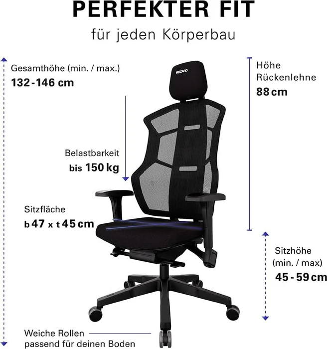 Recaro Aer Full Upgrade Gamingstuhl, Midnight Black