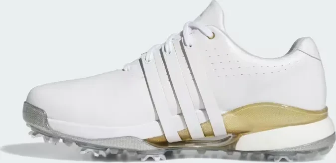 adidas Tour360 24 Boost cloud white/gold metallic/silver metallic (Herren)