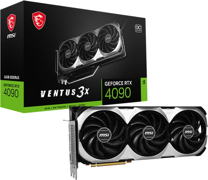 MSI GeForce RTX 4090 Ventus 3X 24G OC, 24GB GDDR6X, HDMI, 3x DP
