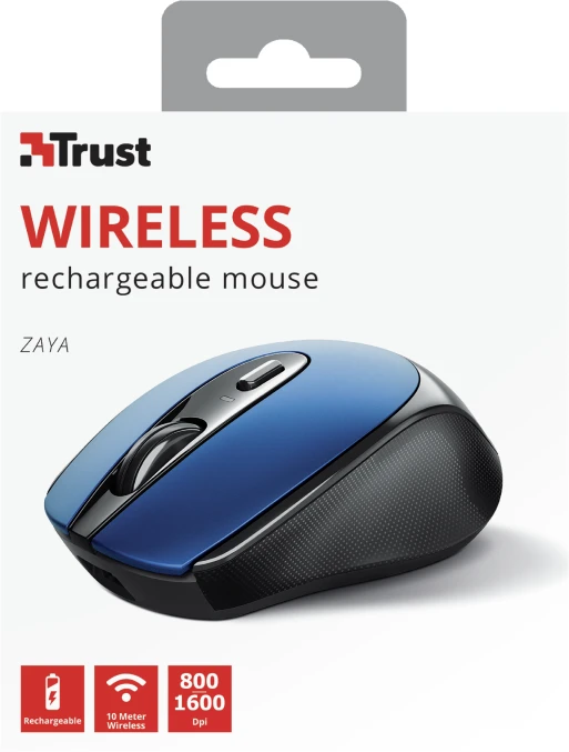 Trust Zaya Rechargeable Wireless Mouse blau/schwarz, USB
