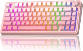Aula F75 Pro, Pink Translucent Gradient, LEDs RGB, hot-swap, LEOBOG Feather, USB/Bluetooth, US