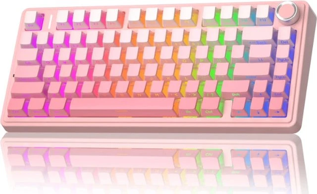 Aula F75 Pro, Pink Translucent Gradient, LEDs RGB, hot-swap, LEOBOG Feather, USB/Bluetooth, US