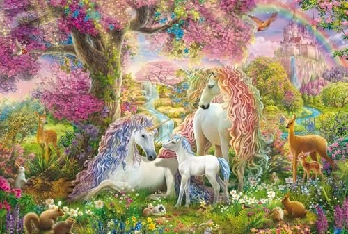 Schmidt Spiele Einhornfamilie im Blütenwald