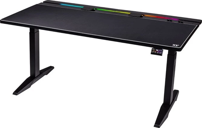 Thermaltake G700 RGB Gaming Desk elektrisch höhenverstellbarer Sitz-Steh-Schreibtisch 160x89cm schwarz/schwarz