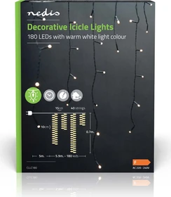 Nedis CLLC180 Dekorative Eiszapfenlichter Lichtervorhang LED 180x warmweiß