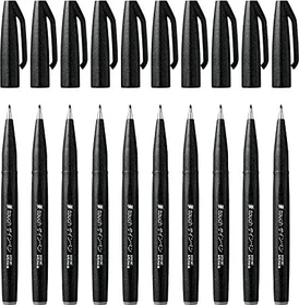 Pentel Brush Sign Pen SES15C schwarz, 10er-Pack