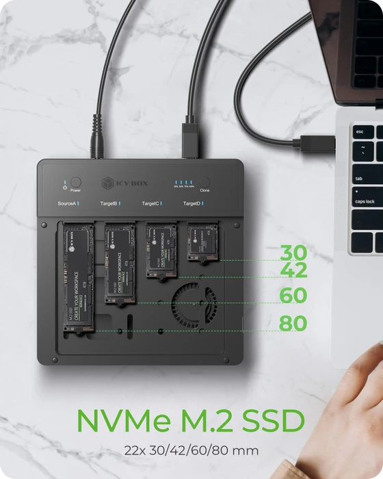 RaidSonic Icy Box M.2 NVMe Docking- und Klonstation IB-4013MCL-C4, USB4