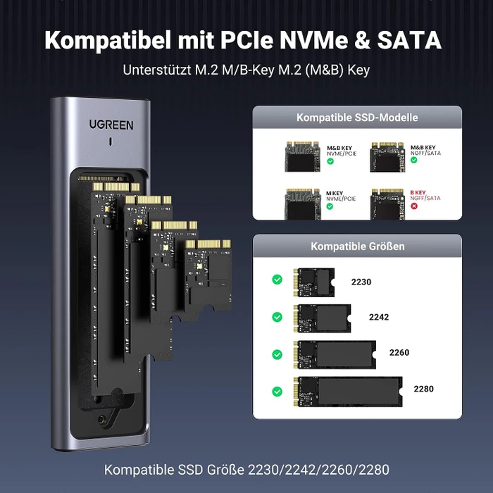 Ugreen M.2 SSD Enclosure, USB-C 3.1