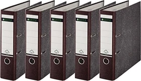 Leitz Qualitäts Ordner 2-Ring 180° Klimaneutral, 80mm, A4, schwarz/braun, 5er-Pack