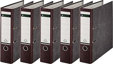 Leitz Qualitäts Ordner 2-Ring 180° Klimaneutral, 80mm, A4, schwarz/braun, 5er-Pack