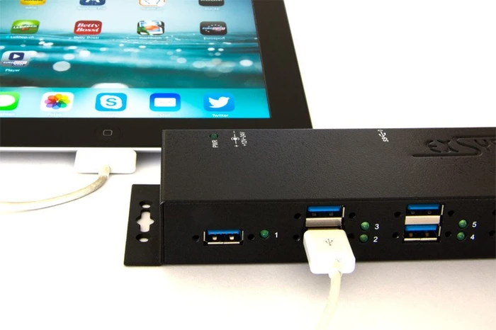 Exsys Industrial Wallmount USB-Hub, 7x USB-A 3.0, USB-B 3.0 [Buchse]