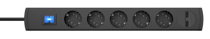 Kopp Steckdosenleiste DUOversal Plus 5=10 mit Schalter und 2x USB, 5-fach, 1.4m, schwarz