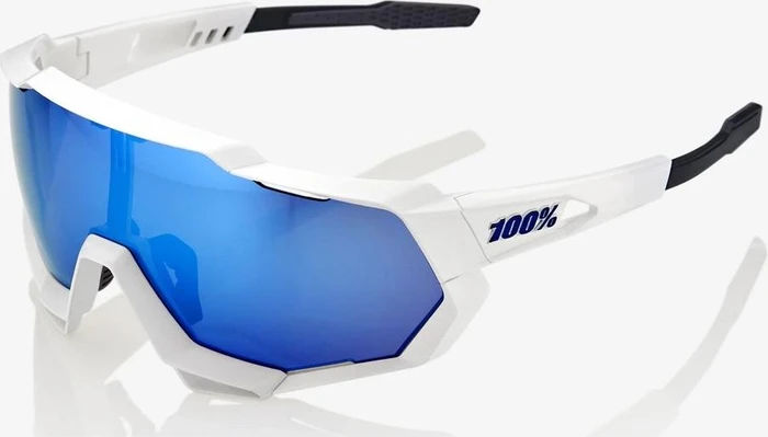 100% Speedtrap matte white/blue multilayer mirror