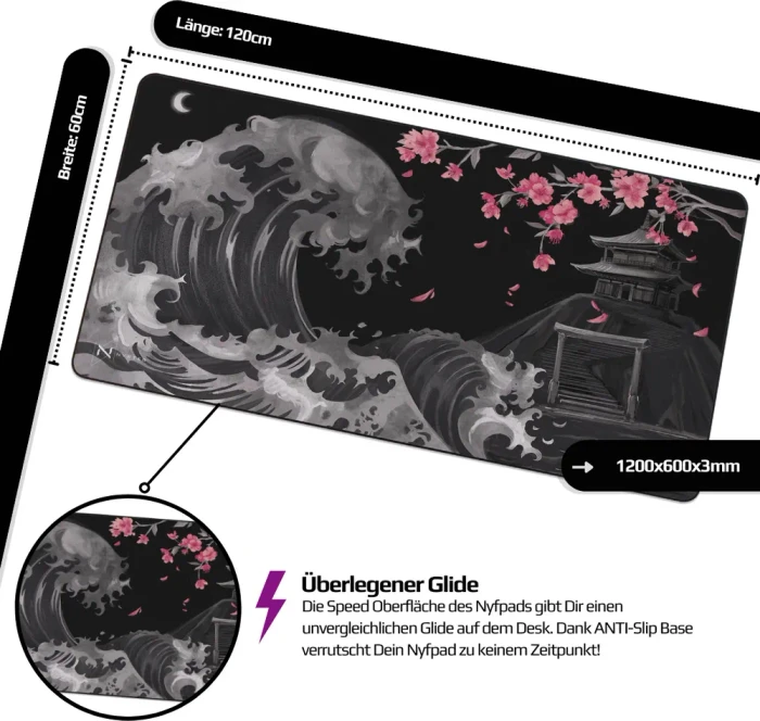 Nyfter Nyfpad 3XL Sakura V4 Premium Gaming Mousepad, 1200x600mm