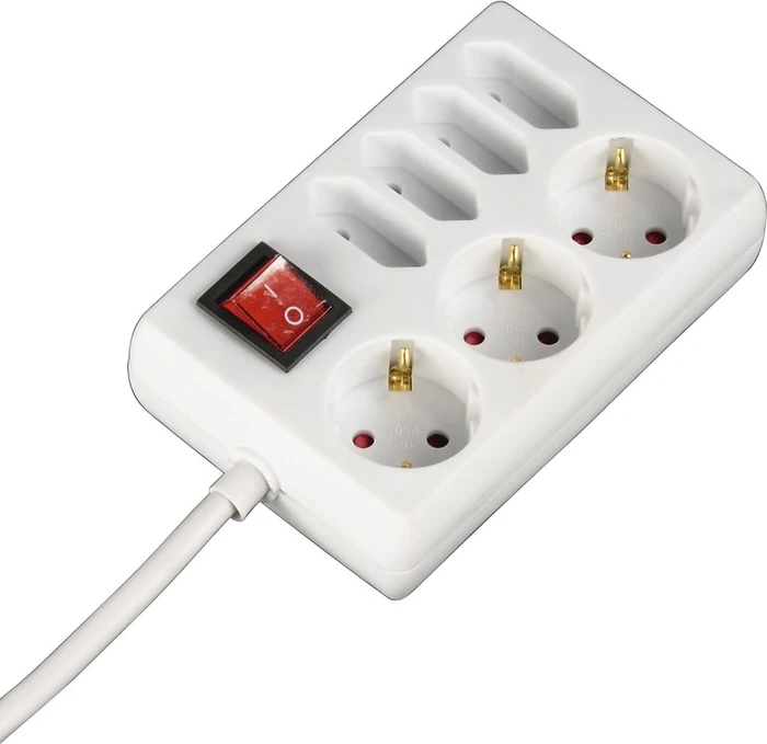 Hama Steckdosenleiste mit Schalter, 3-fach Schuko, 4-fach Euro, 7-fach, 1.4m, weiß