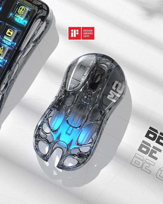 GravaStar Mercury M2 Wireless Gaming Mouse, Transparent Black, USB/Bluetooth