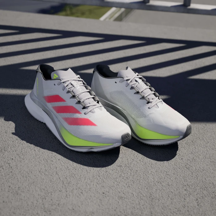 adidas Adizero Boston 12 dash grey/lucid red/lucid lemon (Damen)