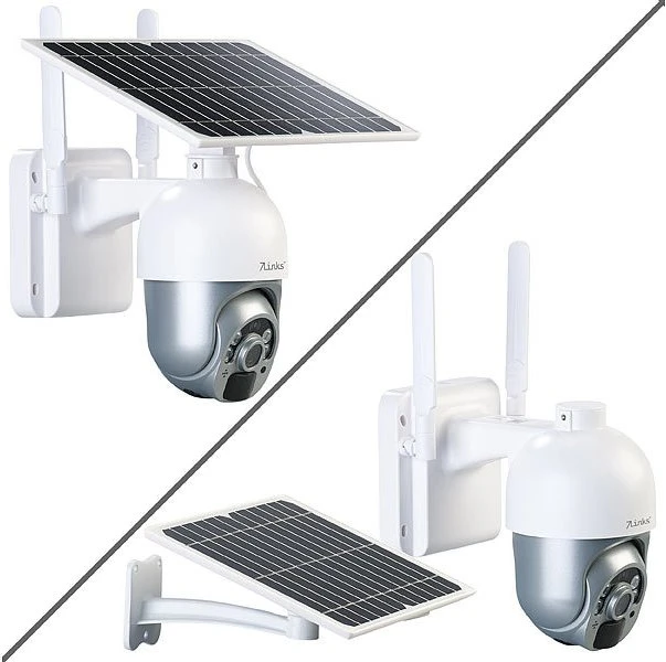 7links LTE Pan Tilt IPC-710.lte Überwachungskamera mit Solarpanel, grau