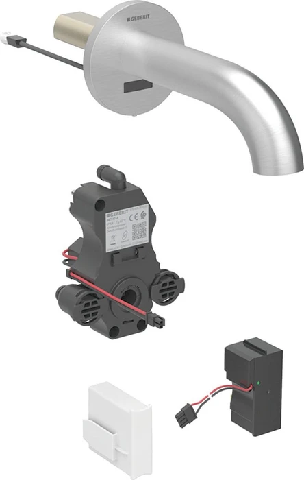 Geberit Piave Waschtischarmatur mit Netzbetrieb 22cm für UP-Funktionsbox edelstahloptik gebürstet easy-to-clean-beschichtet