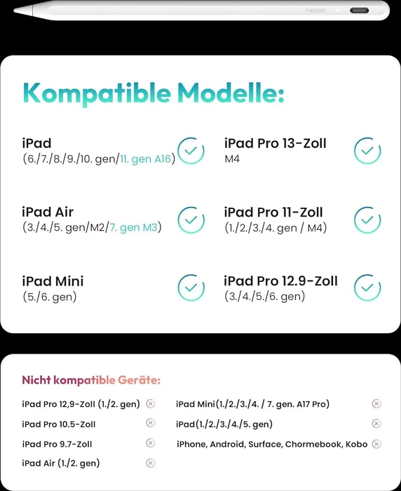 Metapen A8 iPad Pencil weiß