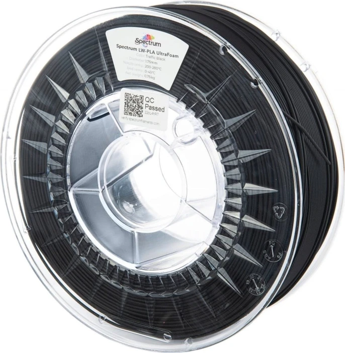 Spectrum LW UltraFoam PLA, schwarz, Spule, 1.75mm, 750g