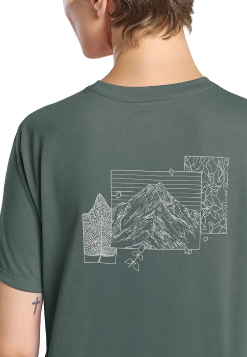 Jack Wolfskin Vonnan Graphic Funktionsshirt kurzarm ridge leaf slate green (Damen)