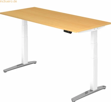 Hammerbacher Ergonomic Aktiv XBHM19 elektrisch höhenverstellbarer Sitz-Steh-Schreibtisch 180x80cm Buche/weiß