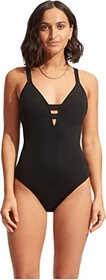 Seafolly Collective Deep V Badeanzug schwarz (Damen)
