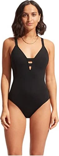 Seafolly Collective Deep V Badeanzug schwarz (Damen)