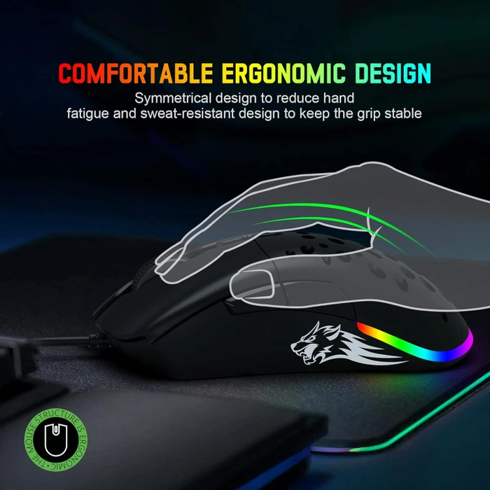 Ziyou Lang D19 RGB Gaming Mouse schwarz, USB