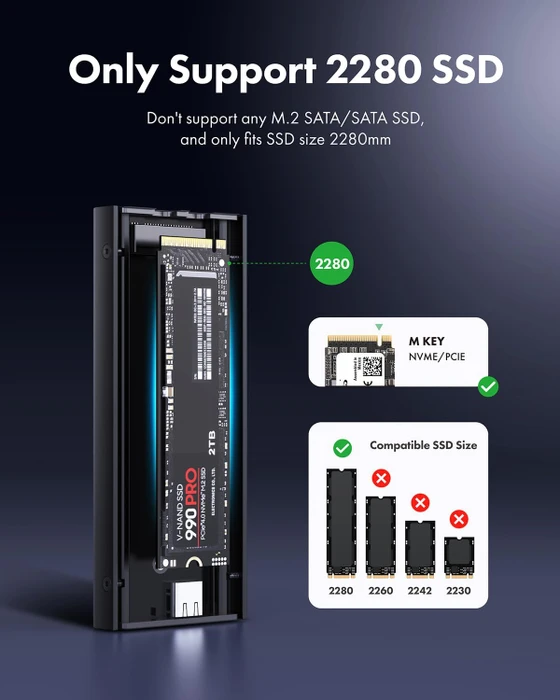 Graugear G-M2U4-40G-F USB4 SSD-Gehäuse für M.2 2280 NVMe SSD, USB4
