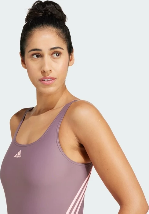adidas 3-Streifen Badeanzug shadow fig/pink spark (Damen)