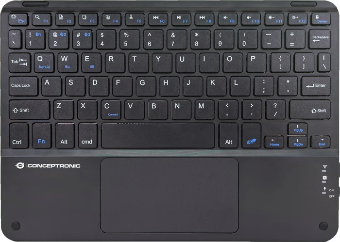 Conceptronic TOBIN01BUS 10-Zoll-Bluetooth-Tastatur mit Touchpad, Bluetooth, US