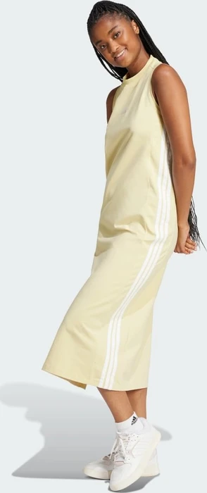 adidas Essentials 3-Streifen Long Racerback Kleid powder yellow/white (Damen)
