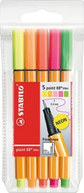 STABILO point 88 mini Neon sortiert, 5er-Set, Etui