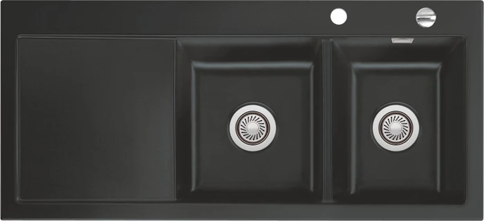 systemceram Mera Double Einbau Becken rechts mit Ablauffernbedienung schiefer