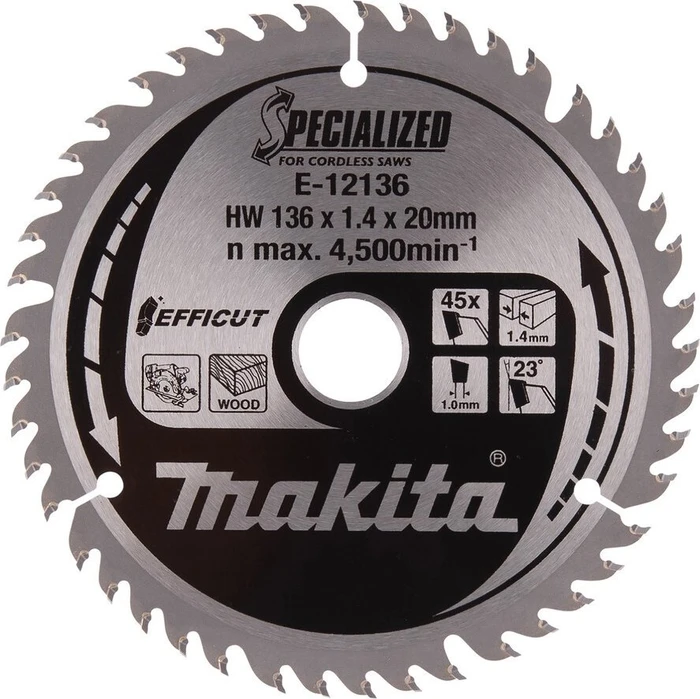 Makita Specialized Efficut Kreissägeblatt 45Z, 136x1x20mm, 1 Stück