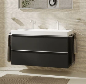 Hansgrohe Xelu Q Waschtischunterschrank 118x60.5cm, 2 Schubkästen, Griff mattschwarz