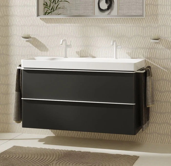 Hansgrohe Xelu Q Waschtischunterschrank 118x60.5cm, 2 Schubkästen, Griff mattschwarz