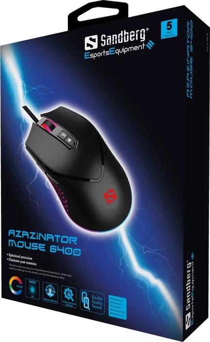 Sandberg Azazinator Mouse 6400 schwarz, USB