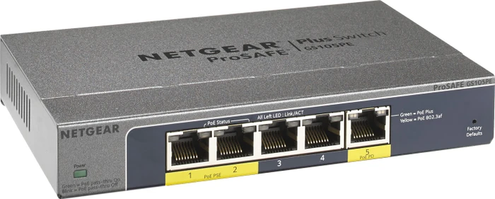 Netgear Desktop Gigabit Smart Switch, 5x RJ-45, PoE PD