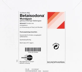Mundipharma Betaisodona Wund Gaze, 10 Stück