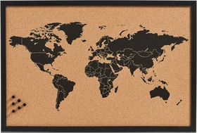 Zeller Pinbord World, Pinnwand, braun/Motiv, 60x40cm